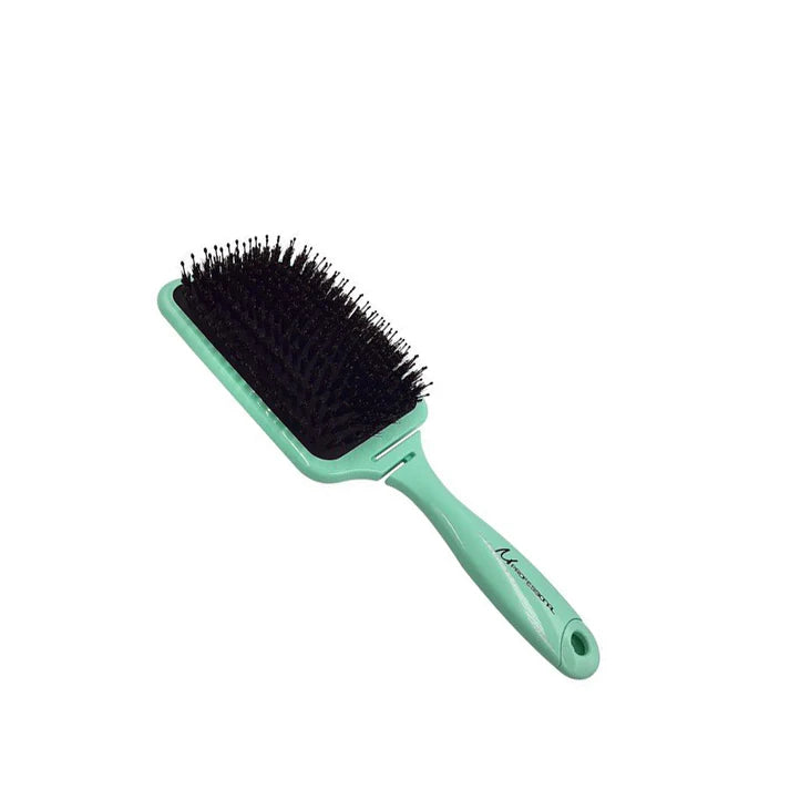 MProfessional Hair brush flat with boar and nylon bristles, green